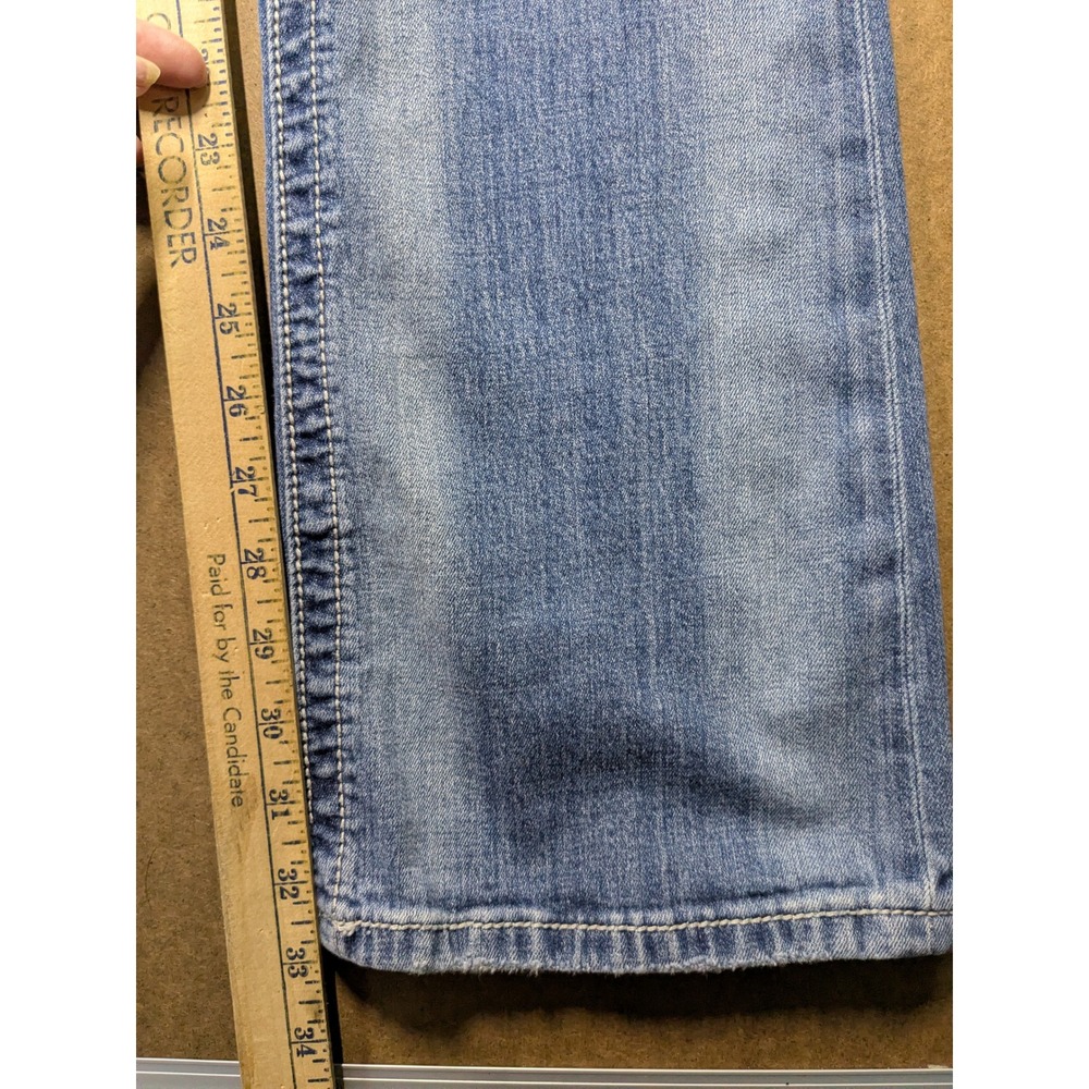 Miss Me Bootcut Distressed Light Wash Jeans Rhinestone Flap Pocket JP55014-13 30 - Picture 8 of 9